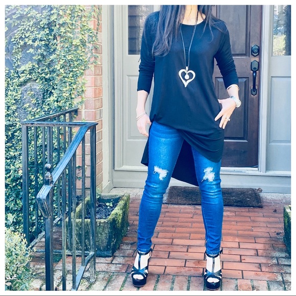 ✨LAST ONE✨BLACK HIGH LOW CHIC SLEEVES TUNIC DRESS - Picture 8 of 8